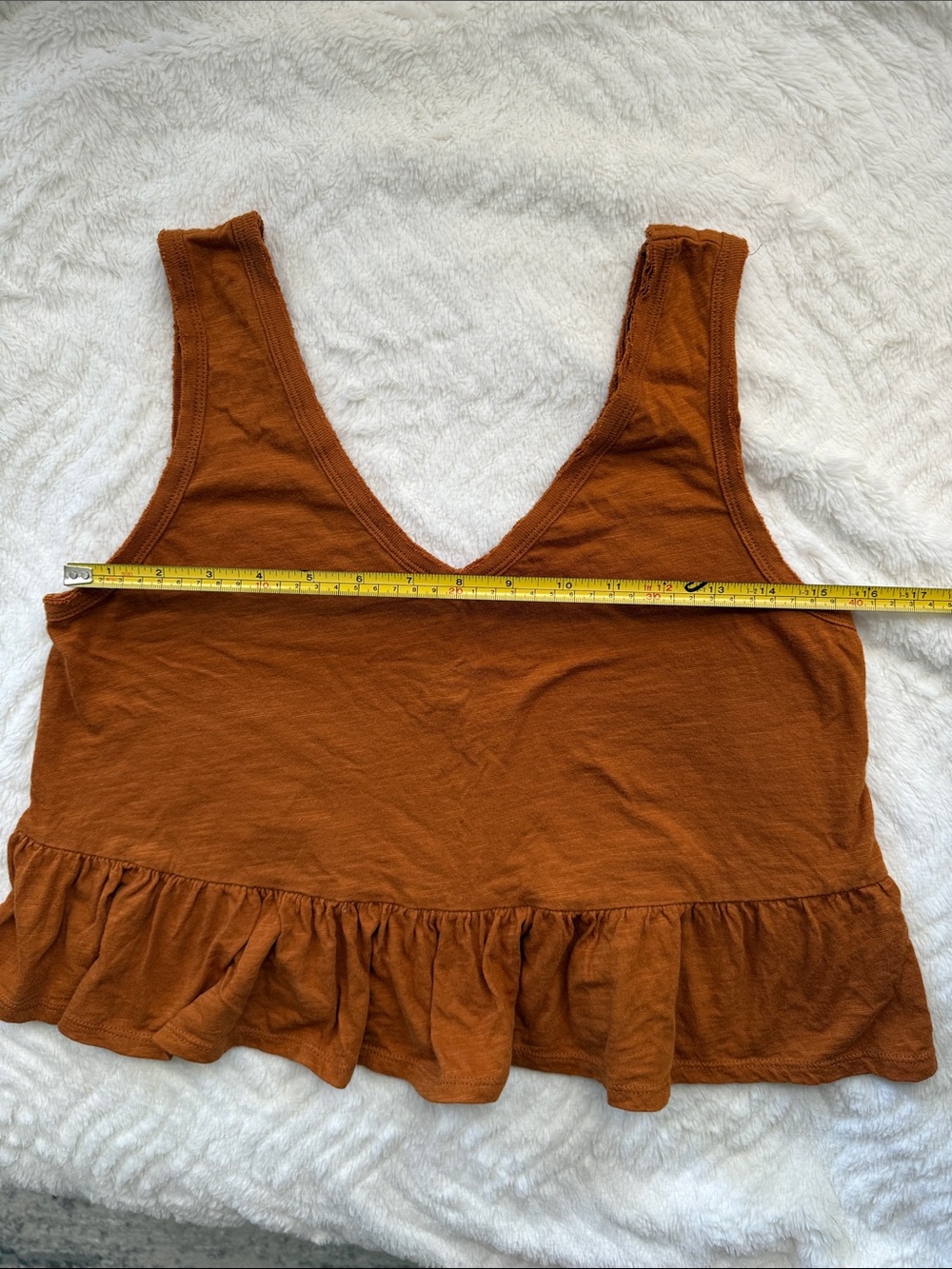 wild fable Orange V-Neck Ruffled Hem Tank Top 💚